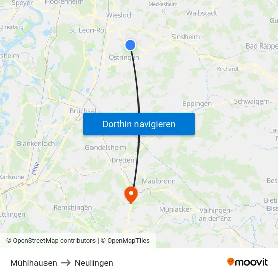 Mühlhausen to Neulingen map