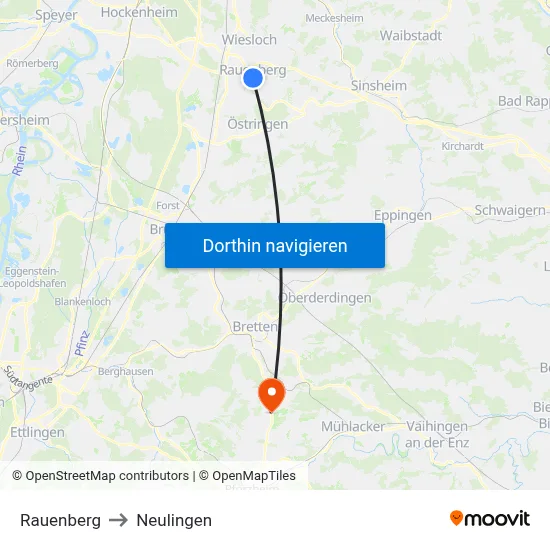 Rauenberg to Neulingen map