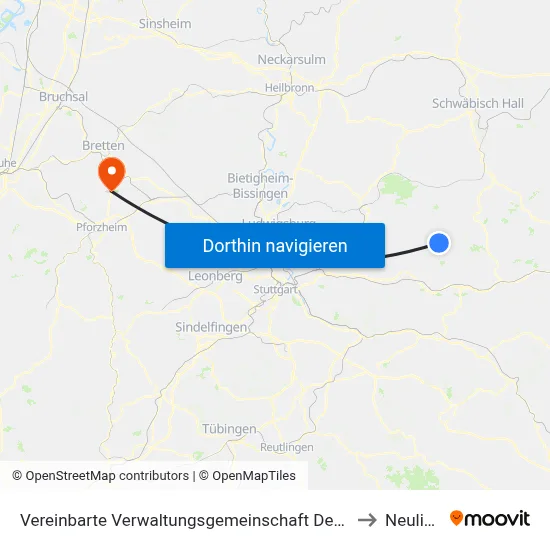 Vereinbarte Verwaltungsgemeinschaft Der Stadt Welzheim to Neulingen map