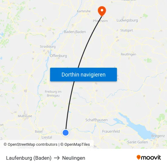 Laufenburg (Baden) to Neulingen map