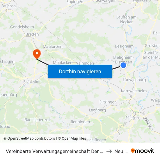 Vereinbarte Verwaltungsgemeinschaft Der Stadt Bietigheim-Bissingen to Neulingen map