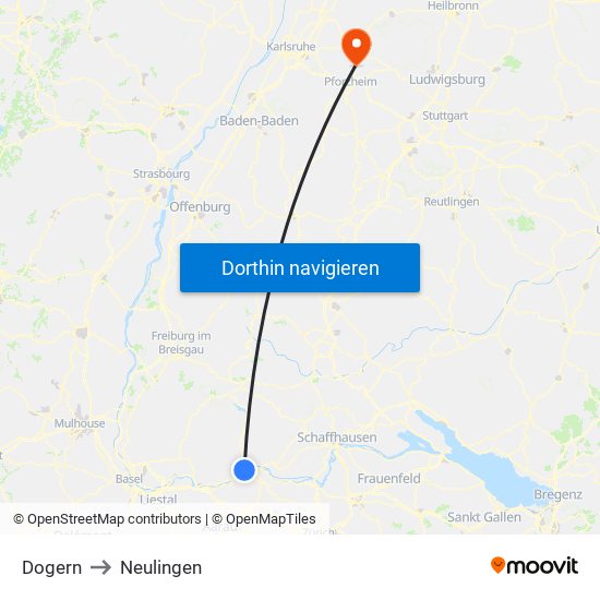 Dogern to Neulingen map