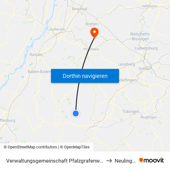 Verwaltungsgemeinschaft Pfalzgrafenweiler to Neulingen map
