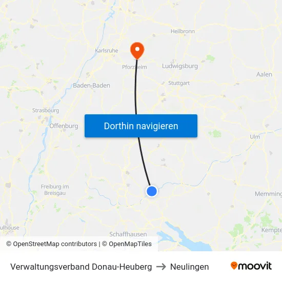 Verwaltungsverband Donau-Heuberg to Neulingen map