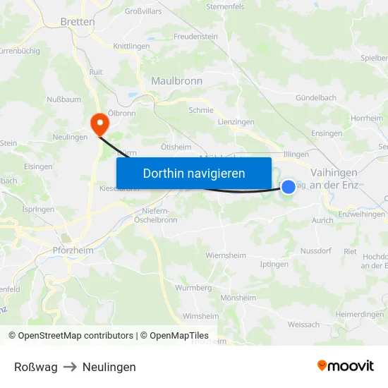 Roßwag to Neulingen map