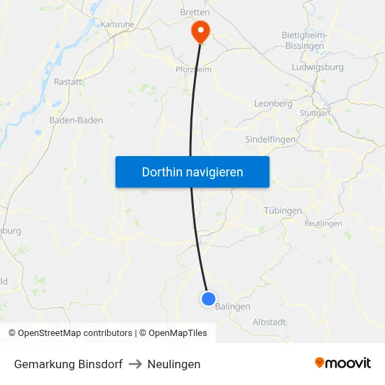 Gemarkung Binsdorf to Neulingen map
