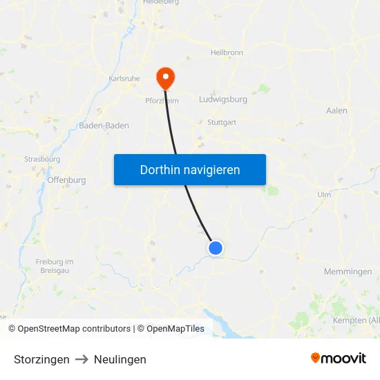 Storzingen to Neulingen map