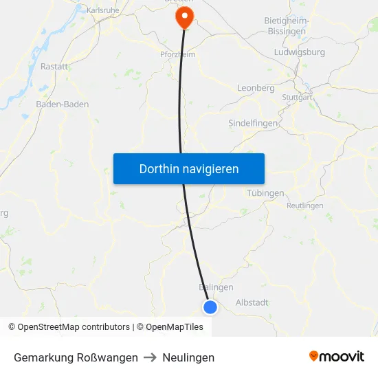 Gemarkung Roßwangen to Neulingen map