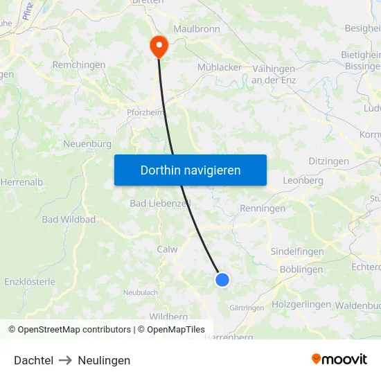 Dachtel to Neulingen map