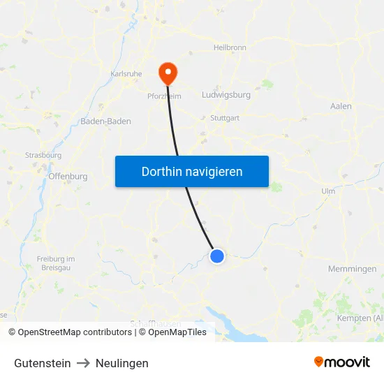 Gutenstein to Neulingen map