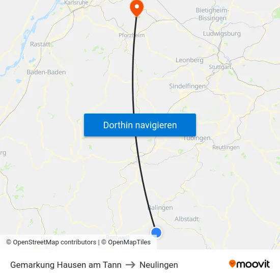 Gemarkung Hausen am Tann to Neulingen map