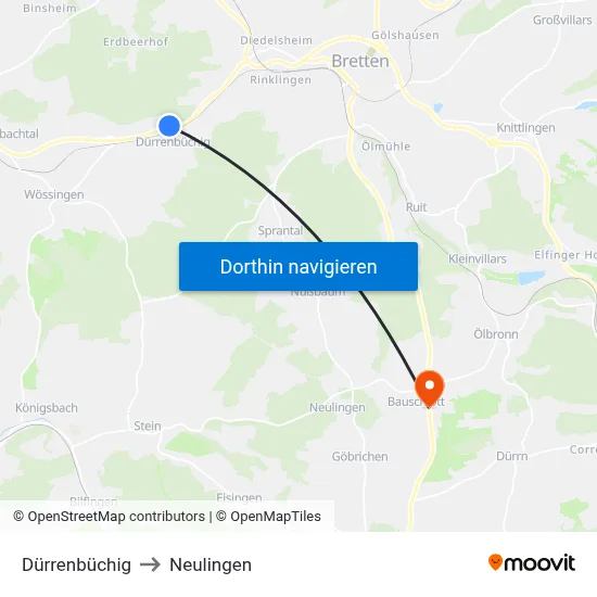 Dürrenbüchig to Neulingen map