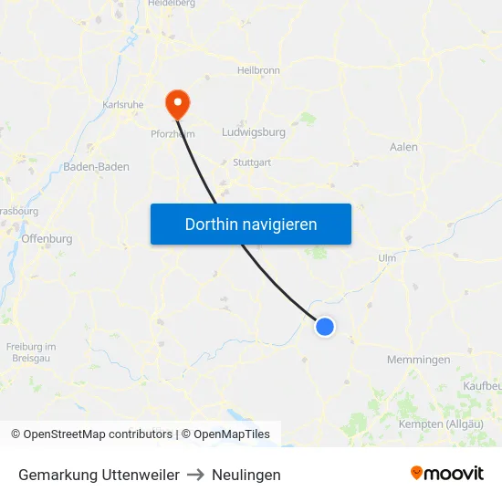 Gemarkung Uttenweiler to Neulingen map