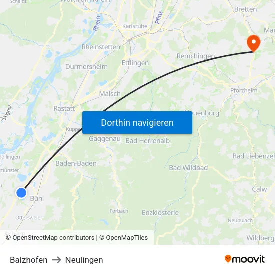 Balzhofen to Neulingen map