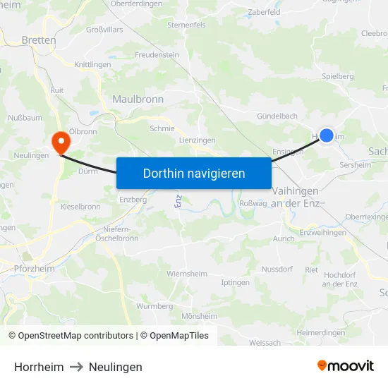 Horrheim to Neulingen map