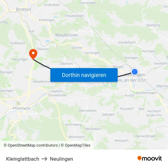 Kleinglattbach to Neulingen map