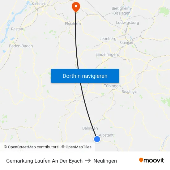 Gemarkung Laufen An Der Eyach to Neulingen map
