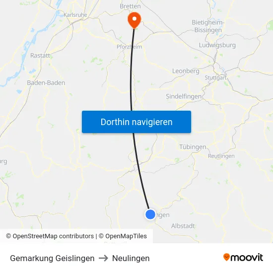 Gemarkung Geislingen to Neulingen map