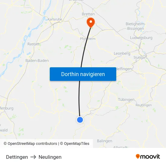 Dettingen to Neulingen map