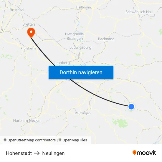 Hohenstadt to Neulingen map