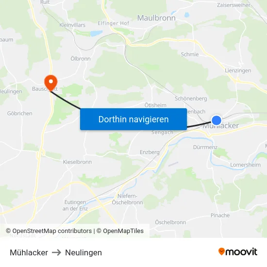 Mühlacker to Neulingen map