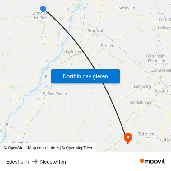 Edesheim to Neustetten map