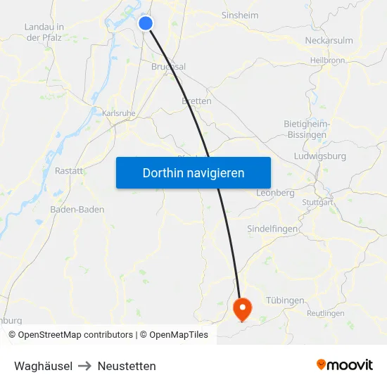 Waghäusel to Neustetten map