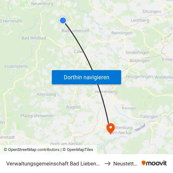 Verwaltungsgemeinschaft Bad Liebenzell to Neustetten map