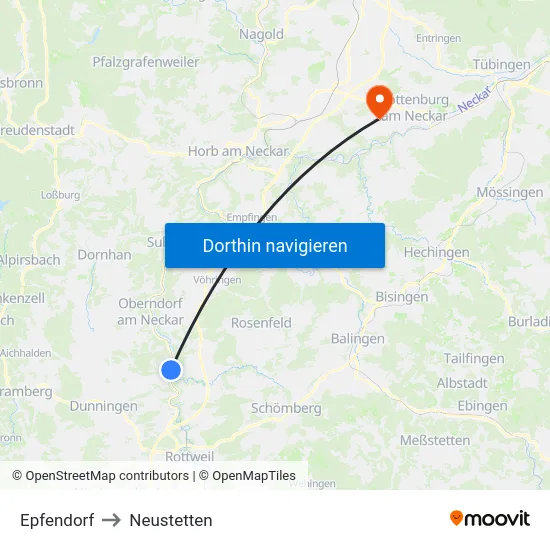 Epfendorf to Neustetten map