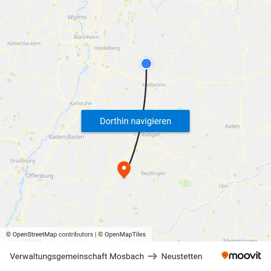 Verwaltungsgemeinschaft Mosbach to Neustetten map