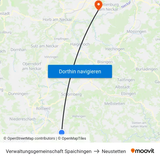 Verwaltungsgemeinschaft Spaichingen to Neustetten map