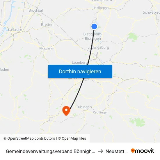 Gemeindeverwaltungsverband Bönnigheim to Neustetten map