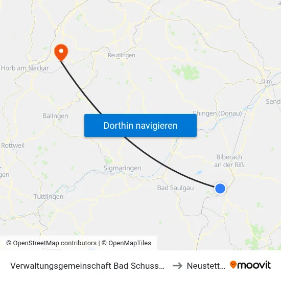 Verwaltungsgemeinschaft Bad Schussenried to Neustetten map