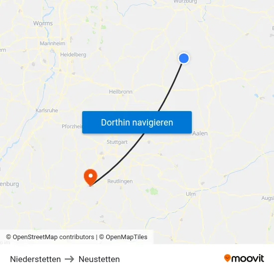 Niederstetten to Neustetten map