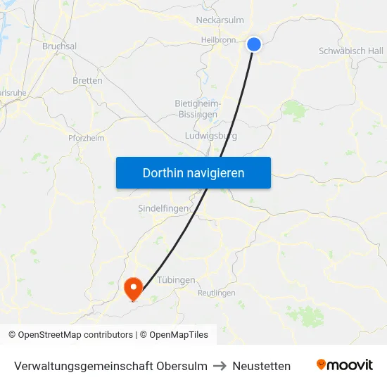 Verwaltungsgemeinschaft Obersulm to Neustetten map