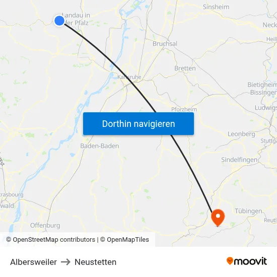 Albersweiler to Neustetten map