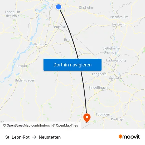 St. Leon-Rot to Neustetten map