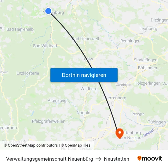 Verwaltungsgemeinschaft Neuenbürg to Neustetten map