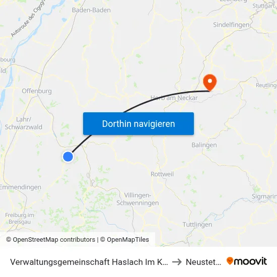 Verwaltungsgemeinschaft Haslach Im Kinzigtal to Neustetten map