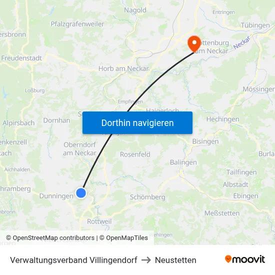 Verwaltungsverband Villingendorf to Neustetten map