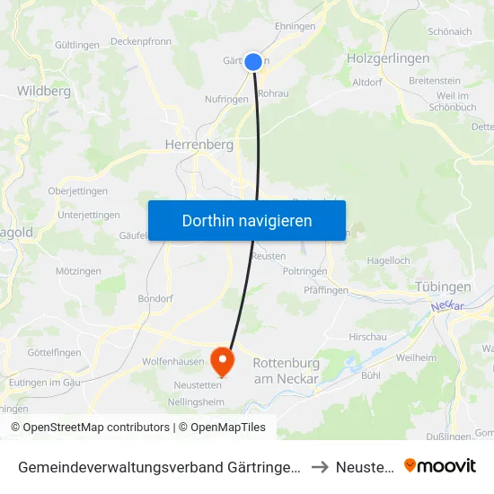 Gemeindeverwaltungsverband Gärtringen/Ehningen to Neustetten map