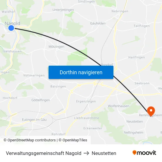 Verwaltungsgemeinschaft Nagold to Neustetten map