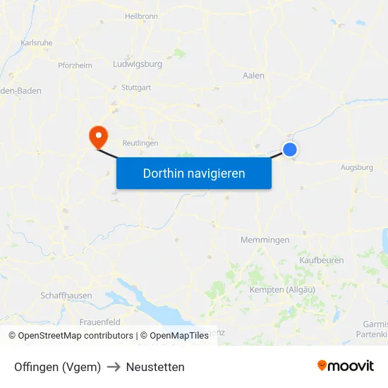 Offingen (Vgem) to Neustetten map