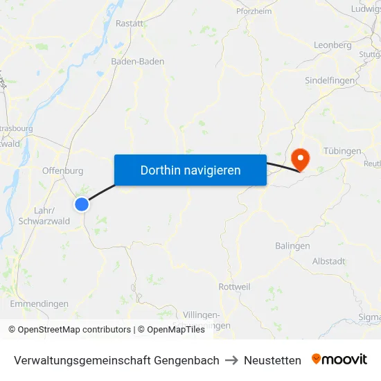 Verwaltungsgemeinschaft Gengenbach to Neustetten map
