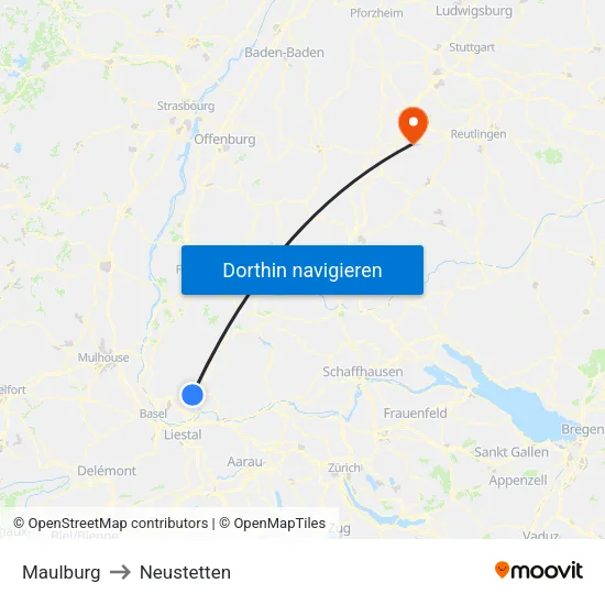 Maulburg to Neustetten map