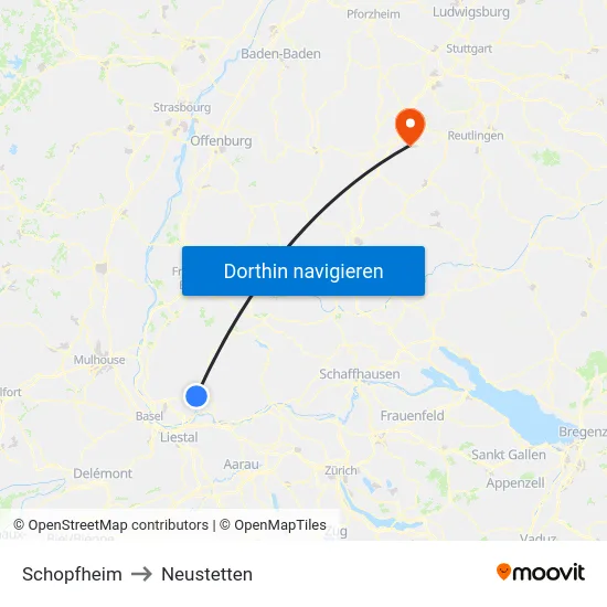 Schopfheim to Neustetten map
