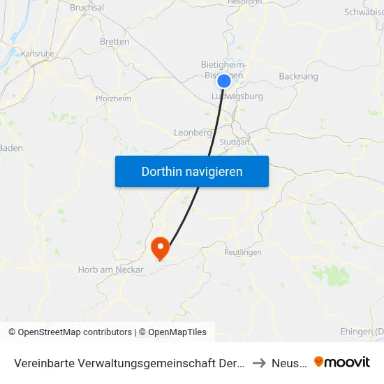 Vereinbarte Verwaltungsgemeinschaft Der Stadt Bietigheim-Bissingen to Neustetten map