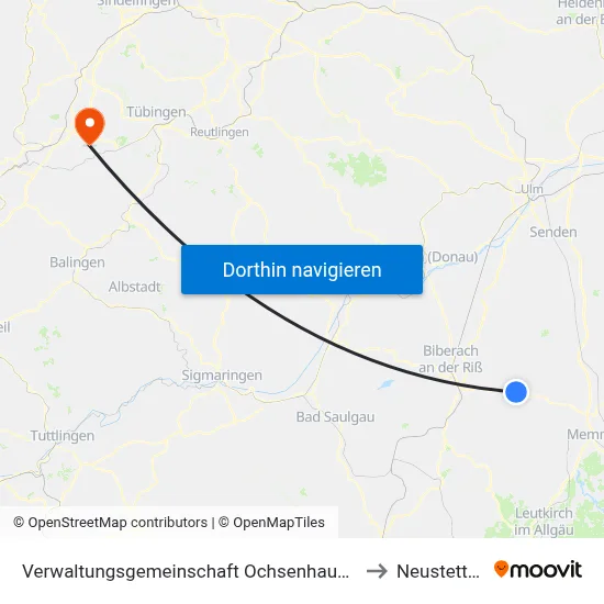 Verwaltungsgemeinschaft Ochsenhausen to Neustetten map