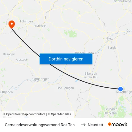 Gemeindeverwaltungsverband Rot-Tannheim to Neustetten map