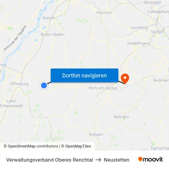Verwaltungsverband Oberes Renchtal to Neustetten map